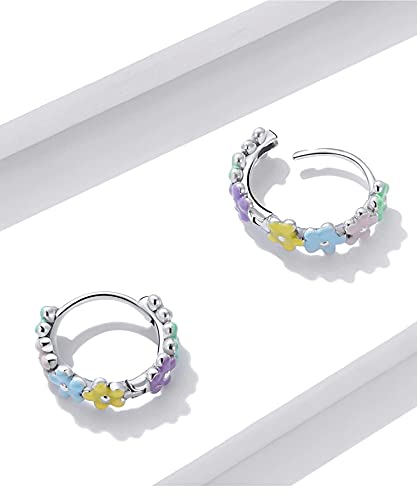 PAHALA 925 Sterling Silver Multiple Colorful Daisy Flower Ear Buckles Clips Chic Earrings