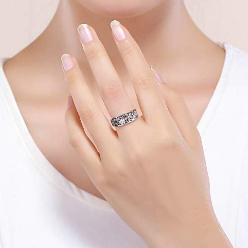 PAHALA 925 Strling Silver Daisy Flower Infinity Love with Crystals Finger Weeding Party Ring