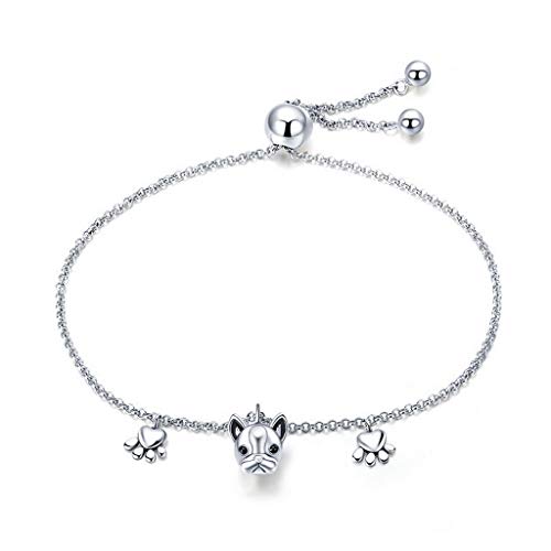 PAHALA 925 Sterling Silver Trendy Bulldog Footprints Chain Link Bracelet