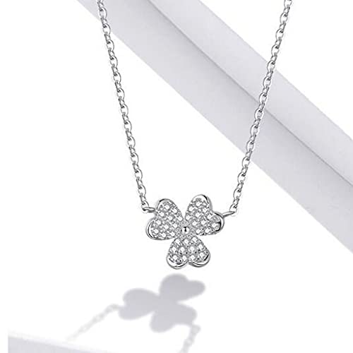 PAHALA 925 Sterling Silver Smooth Clover Crystals Necklace Pendant Wedding Necklace