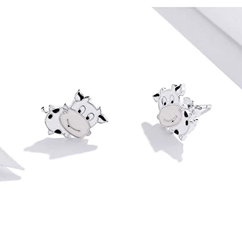 PAHALA 925 Sterling Silver Cute Cow Keep Me In Your Heart Stud Earrings