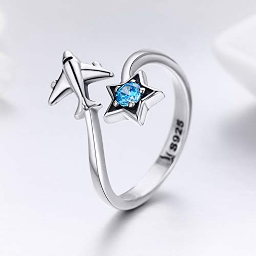 PAHALA 925 Strling Silver Tours Star Plane Finger Weeding Party Ring