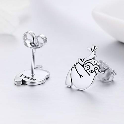 PAHALA 925 Sterling Silver Lovely Sloth Samll Stud Earrings