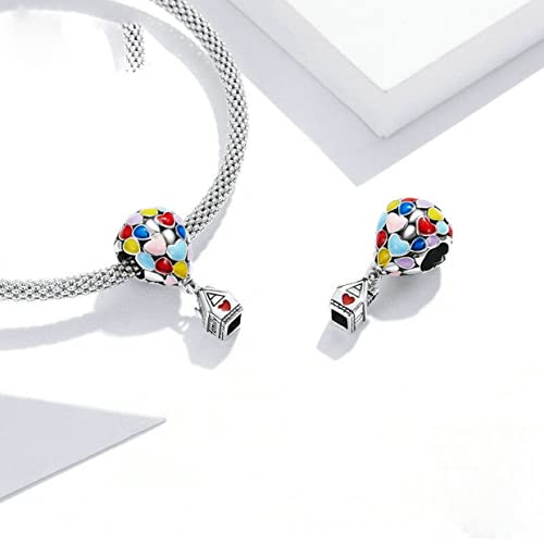 PAHALA 925 Sterling Silver Enamel Colorful Hot Air Balloon Dream House Charm Bead