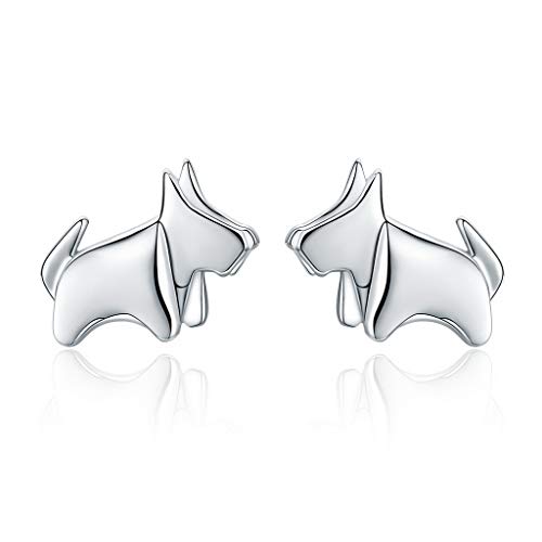 PAHALA 925 Sterling Silver Cute Little Puppy Dog Stud Earrings
