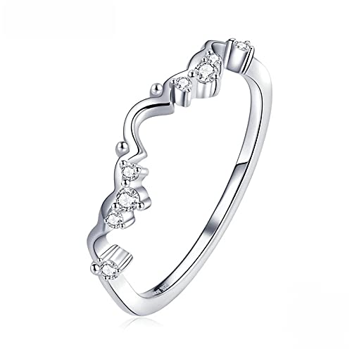 PAHALA 925 Strling Silver Lace Hemline Crown Ring With Crystals Weeding Party Ring