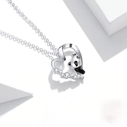 PAHALA 925 Sterling Silver Zircon Enamel Cute Animal Baby Panda Chain Necklace Pendant Wedding Necklace