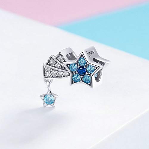 PAHALA 925 Strling Silver Blue Crystal Shimmering Sky Star Charms Beads