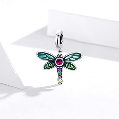 PAHALA 925 Sterling Silver Shiny Dragonfly Pendant Charm Charm Bead