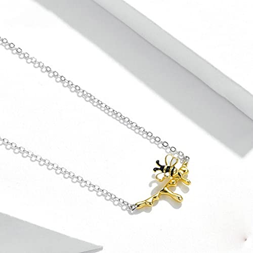 PAHALA 925 Sterling Silver Enamel Lovely Honey Bee Necklace Pendant Wedding Necklace