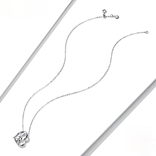 PAHALA 925 Sterling Silver Best Sisters Forever Friend Heart Rainbow Crystals Pendant Necklace