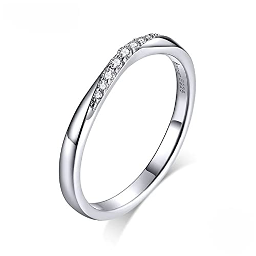 PAHALA 925 Strling Silver Dazzling Cross Crystal Weeding Party Engagement Ring