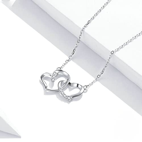 PAHALA 925 Sterling Silver Multiple Crystal Mutual Affinity Love Chain Necklace Pendant Wedding Necklace