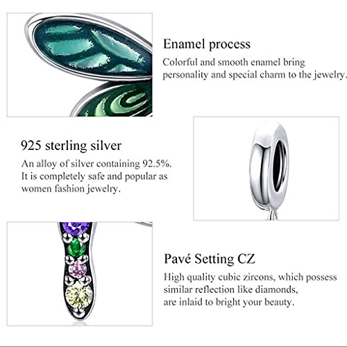 PAHALA 925 Sterling Silver Shiny Dragonfly Pendant Charm Charm Bead