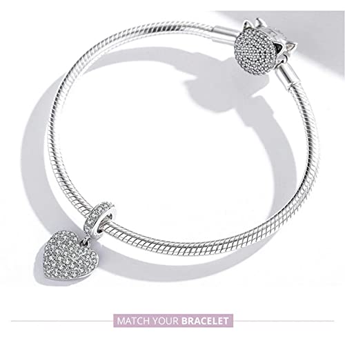 PAHALA 925 Sterling Silver Crystal Sparkling Heart Love Pendant Charm Bead