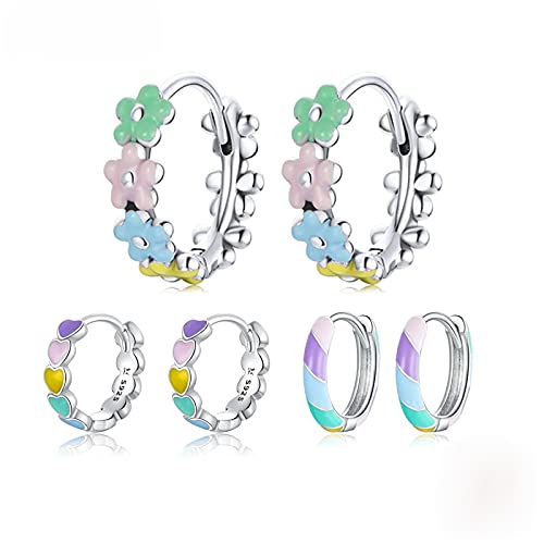 PAHALA 925 Sterling Silver Multiple Colorful Daisy Flower Ear Buckles Clips Chic Earrings