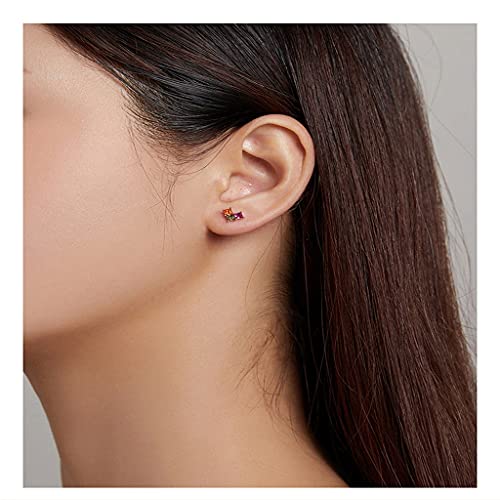 PAHALA 925 Sterling Silver Colorful Love Three-dimensional Zircons Stud Earrings