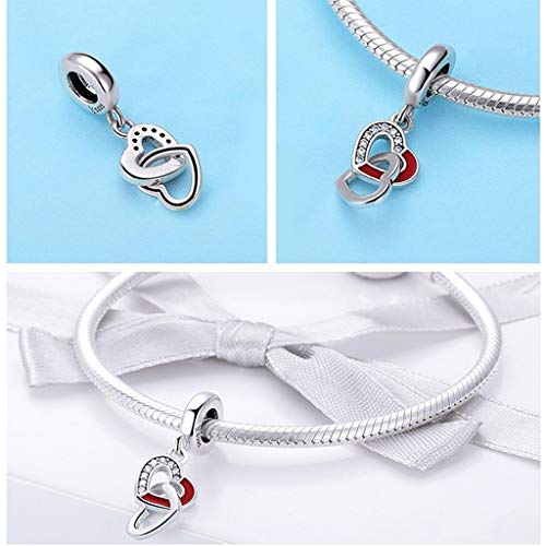 PAHALA 925 Strling Silver Blue Intertwined Heart with Crystals Pendant Charms Charm