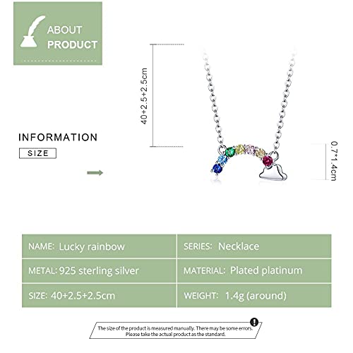 PAHALA 925 Sterling Silver Summer Lucky Rainbow Chain Cloud Colorful Crystal Pendant Wedding Necklace
