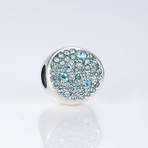 PAHALA 925 Sterling Silver Sky Blue Dream Crystals Love Charm Bead