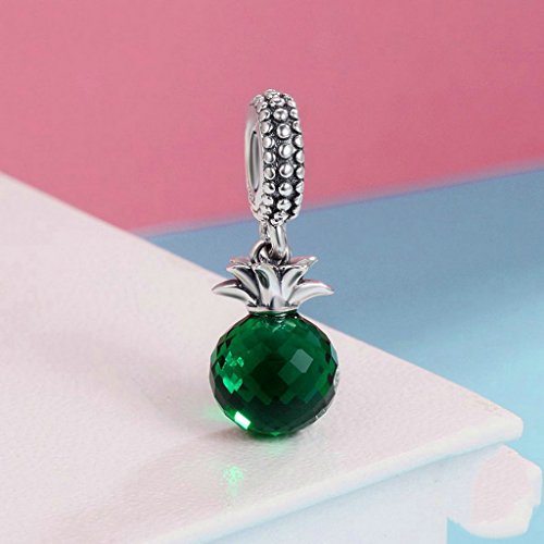 PAHALA 925 Sterling Silver Pineapple with Crystal Clear CZ Pendant Necklace
