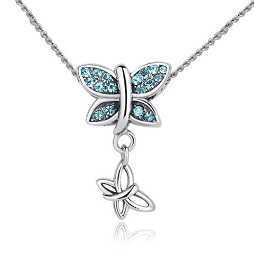 PAHALA 925 Strling Silver Blue Butterfly Bead with Crystals Charm Bead