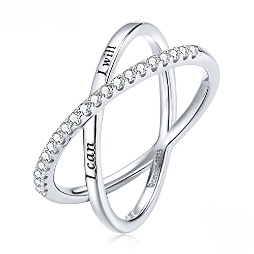 PAHALA 925 Strling Silver Faith Cross Multiple Crystal Anillo Weeding Party Engagement Ring