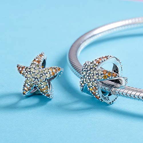 PAHALA 925 Strling Silver Ocean Star Starfish Crystals Charms