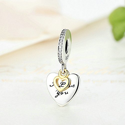 PAHALA 925 Sterling Silver Engrave I Love You Forever Pendant Charm Fit Bracelet