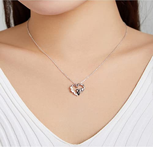 PAHALA 925 Sterling Silver Zircon Enamel Cute Animal Baby Panda Chain Necklace Pendant Wedding Necklace