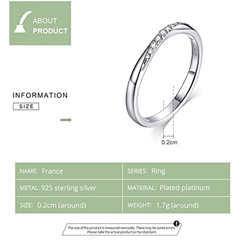 PAHALA 925 Strling Silver Dazzling Cross Crystal Weeding Party Engagement Ring