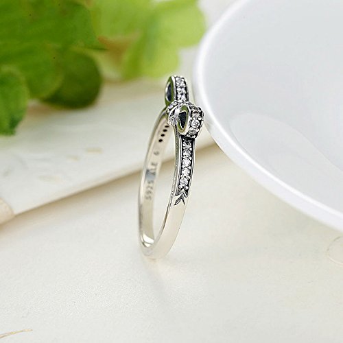 PAHALA 925 Sterling Silver Bow-Knot Cubic Zirconia Pave Wedding Engagement Band Ring
