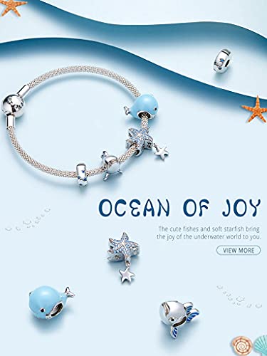 PAHALA 925 Strling Silver Blue Enamel Whale Beads Ocean Animal Charm Bead