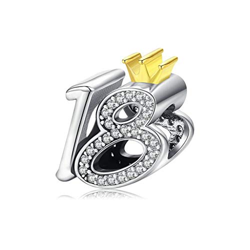 PAHALA 925 Strling Silver 18 Year Old Adult Ceremony Bead With Crystals Charm Bead