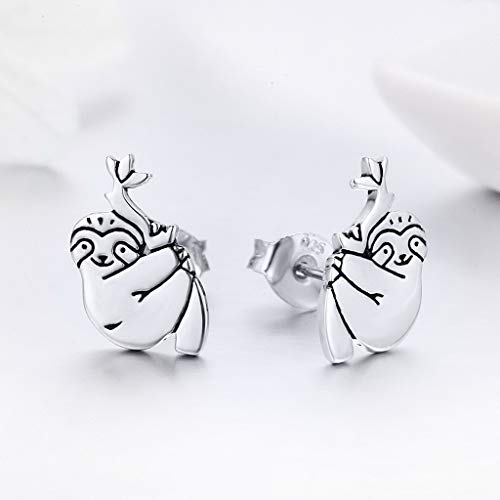 PAHALA 925 Sterling Silver Lovely Sloth Samll Stud Earrings