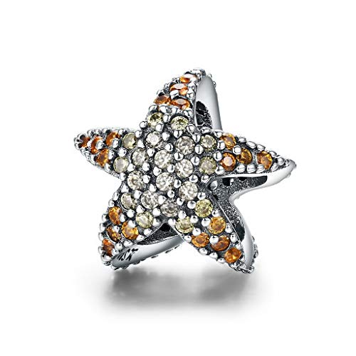 PAHALA 925 Strling Silver Ocean Star Starfish Crystals Charms
