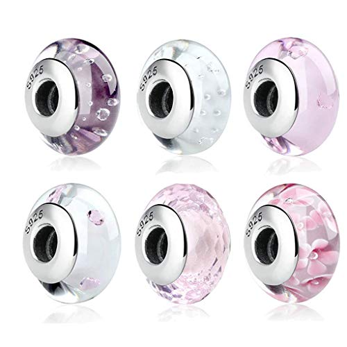 PAHALA 925 Sterling Silver Colorful Murano Glass Beads Charms