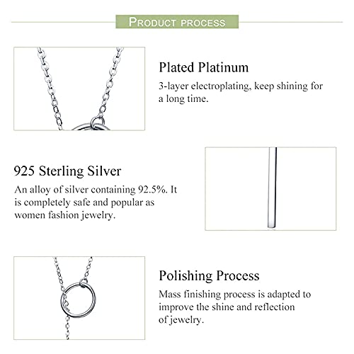 PAHALA 925 Sterling Silver Round Circle Line Geometric Pendant Necklace