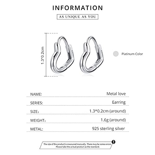 PAHALA 925 Sterling Silver Simple Retro Metal Love Buckle Stud Earrings