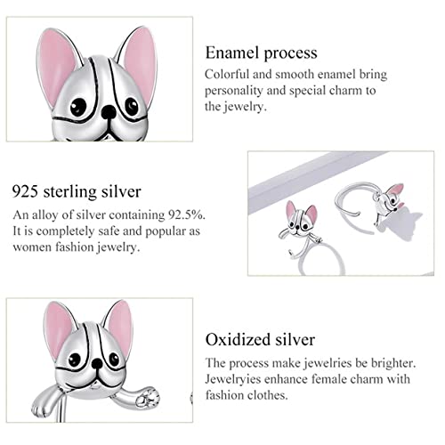 PAHALA 925 Sterling Silver Shining Pink Mini Dog Stud Earrings
