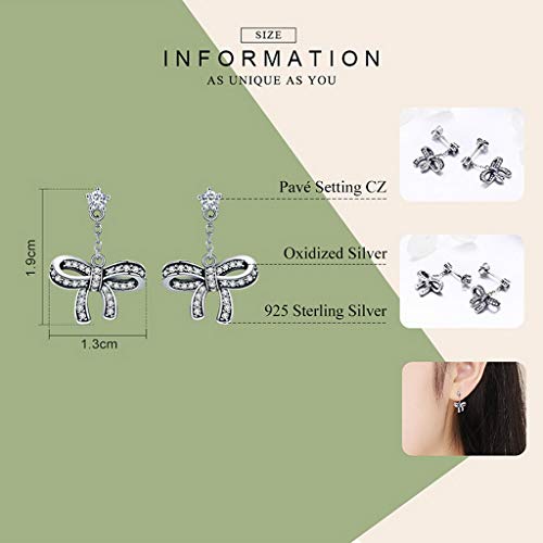 PAHALA 925 Sterling Silver Sweet Dazzling Bowknot Crystals Stud Earrings
