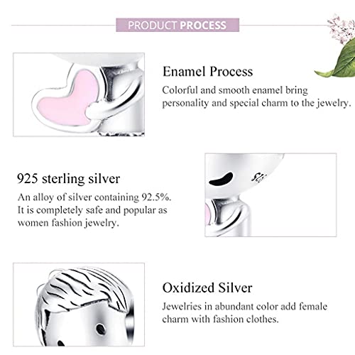 PAHALA 925 Sterling Silver Bag Beach Cat Bikini Rainbow Heart Surf Shark Swim Ring Girl Champagne Wine Charm Bead