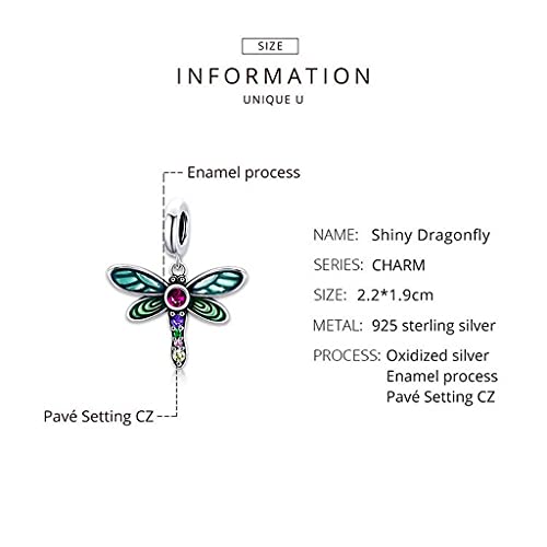 PAHALA 925 Sterling Silver Shiny Dragonfly Pendant Charm Charm Bead