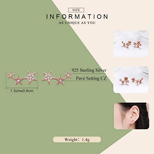 PAHALA 925 Sterling Silver Yellow Dazzling Stackable Star Crystals Stud Earrings