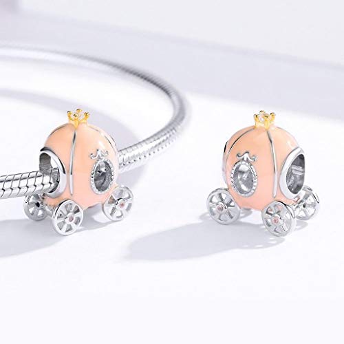 PAHALA 925 Strling Silver Princess Pumpkin Carriage with Crystals Charms