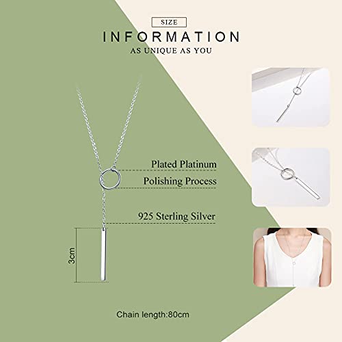 PAHALA 925 Sterling Silver Round Circle Line Geometric Pendant Necklace