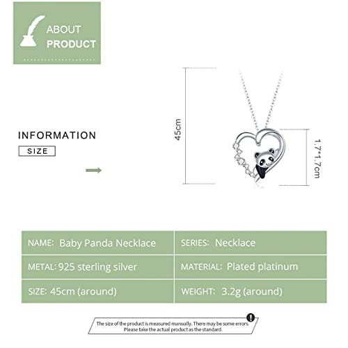 PAHALA 925 Sterling Silver Zircon Enamel Cute Animal Baby Panda Chain Necklace Pendant Wedding Necklace