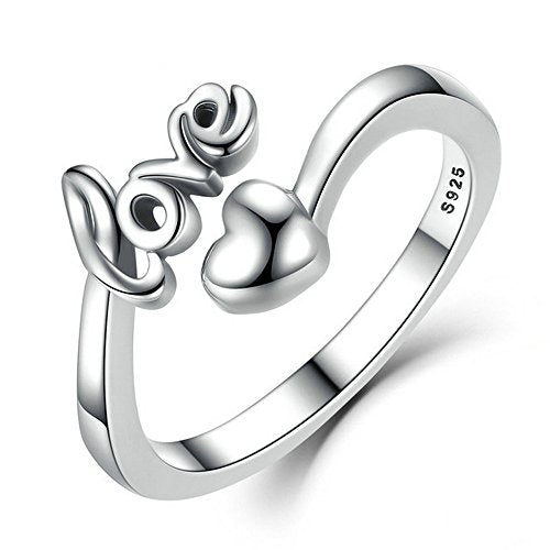 PAHALA 925 Sterling Silver I Love You Heart Weeding Party Ring
