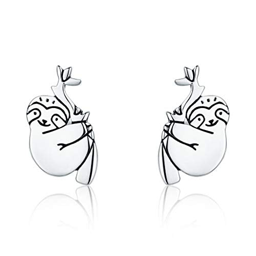 PAHALA 925 Sterling Silver Lovely Sloth Samll Stud Earrings