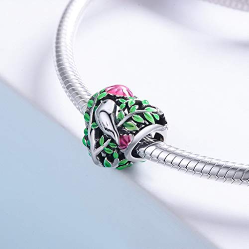 PAHALA 925 Strling Silver Bird in The Woods Enamel Charms